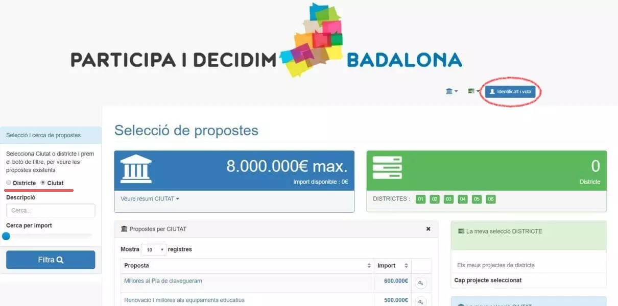 Votar Badalona - Votaciones propuestas Badalona